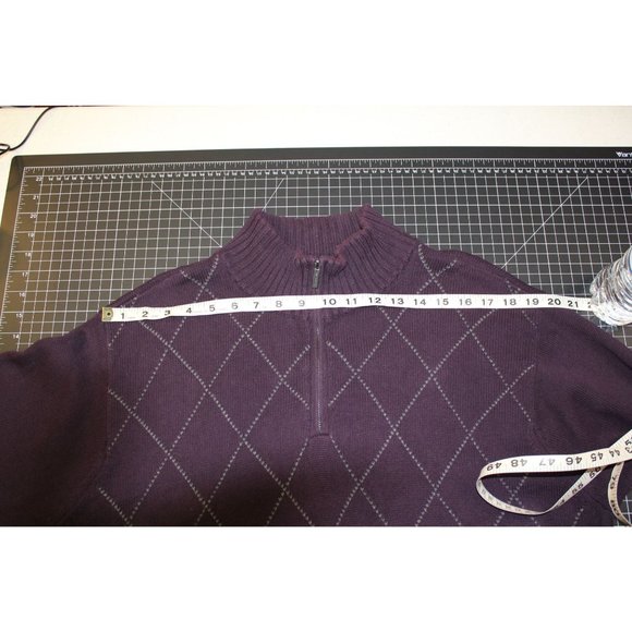 Van Heusen Men's pullover sweater Large/ Purple with gray stripes 100% Cotton - Picture 8 of 12